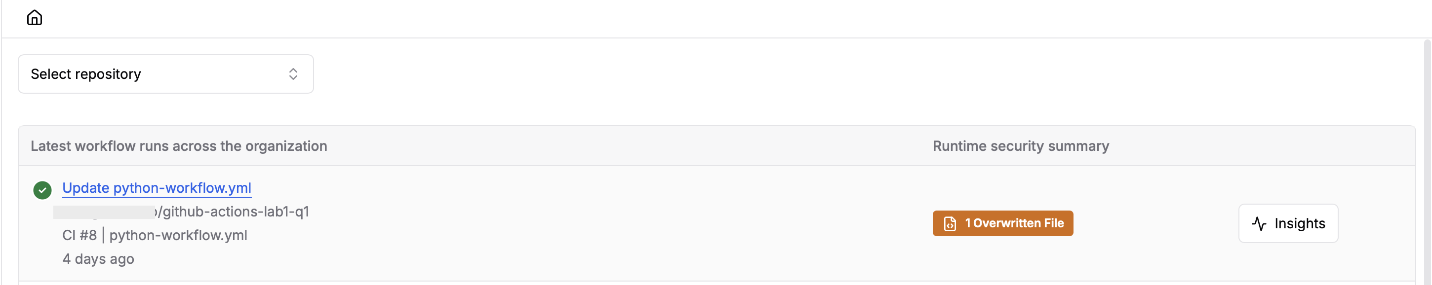 StepSecurity Workflow Runs page